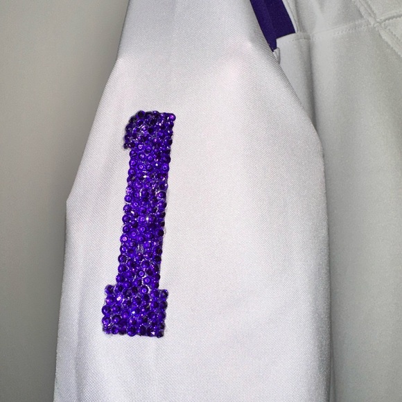 Rhinestone Bedazzled LSU football Nike white jersey - Picture 5 of 8